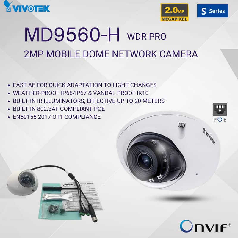 Vivotek - 2mp Network Dome CCTV IP Camera MD-9560-H 0