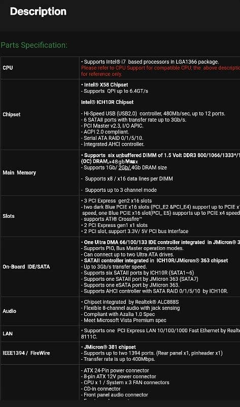 Gaming Motherboard MSI X58 Pro 1