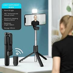 4 in one Selfie Stick With LED Light and Remote.