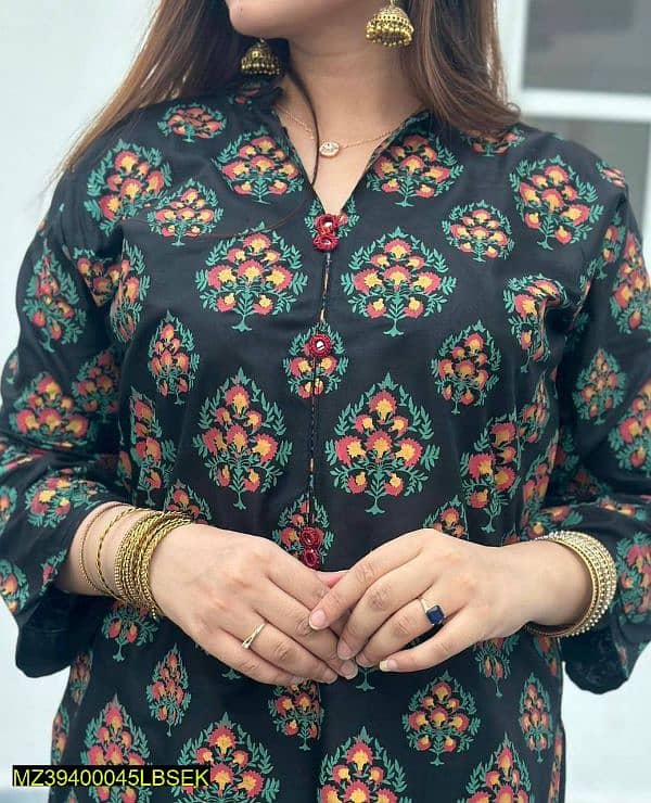 2 pcs women stitched Linen printed suit 10