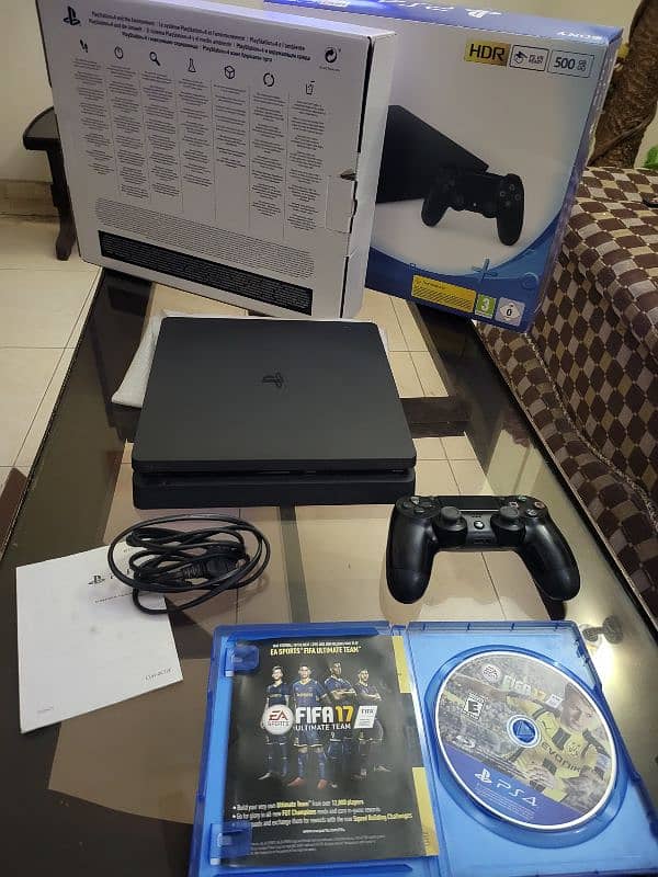 Playstation Ps4 Slim 500 GB With Box , Fifa 17 0