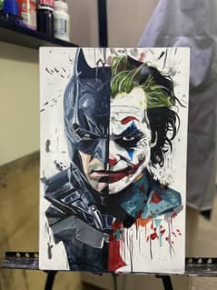 Acrylic painting of characters the dark knight