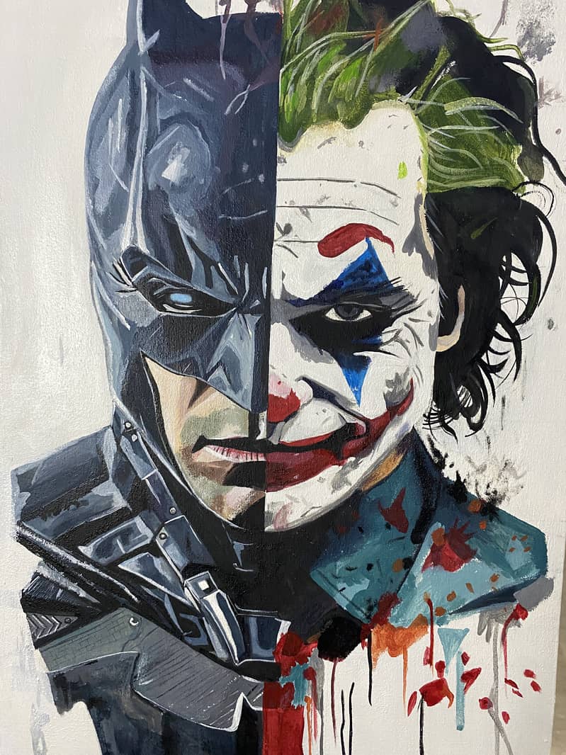 Acrylic painting of characters the dark knight 2