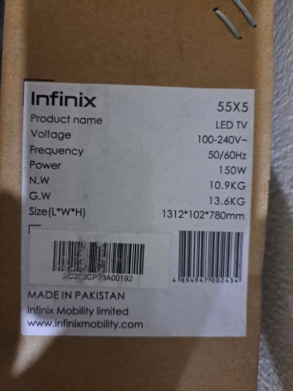 INFINIX LED 55 inch 4K (HDR) brand new box pack 2