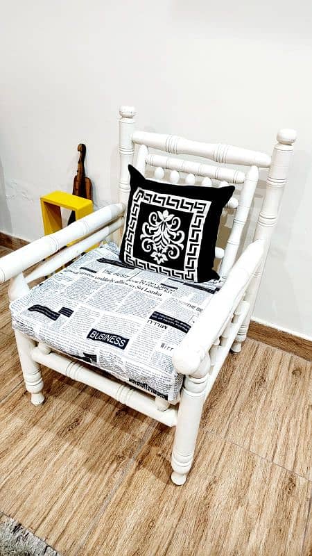 white color bamboo sofa set 5 seater with Cushions 6