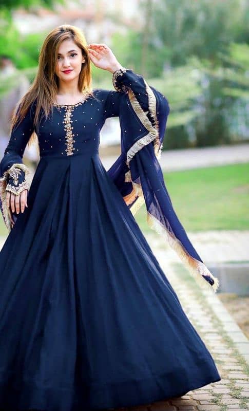 chic Blue chiffon maxi suit 0