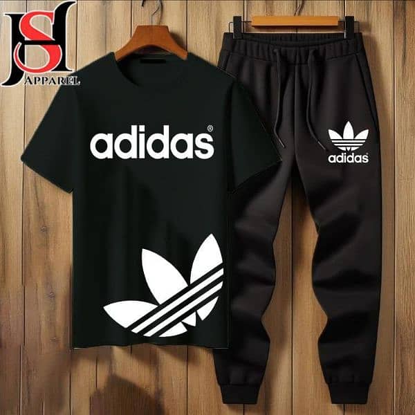 2 Pcs Men's Cotton Jersey Printed Track Suit 0