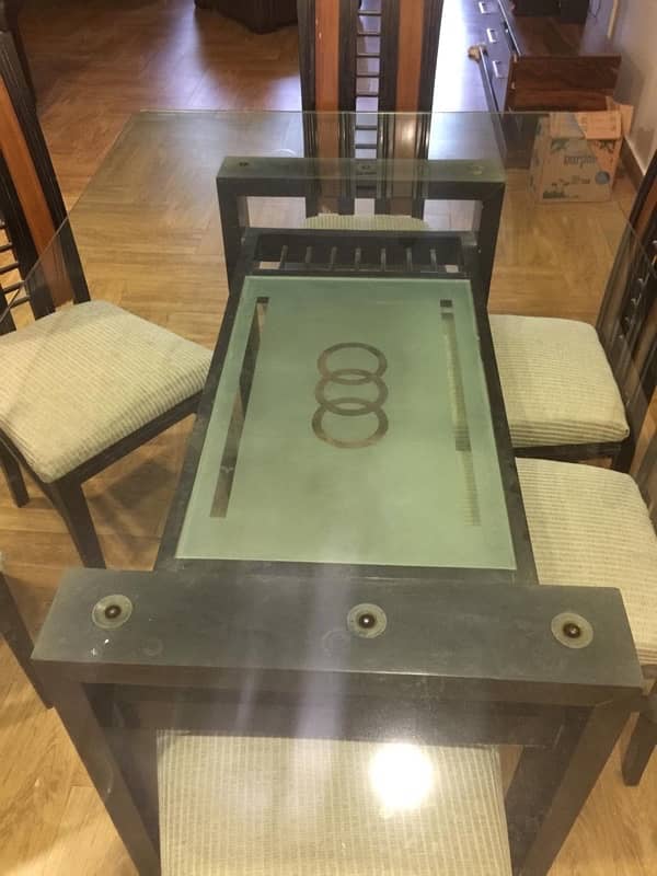 6 chair dining table with glass top 1