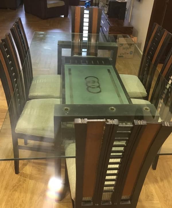 6 chair dining table with glass top 3