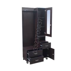 Multi-Purpose Wooden Wardrobe with Mirror & Storage Drawers