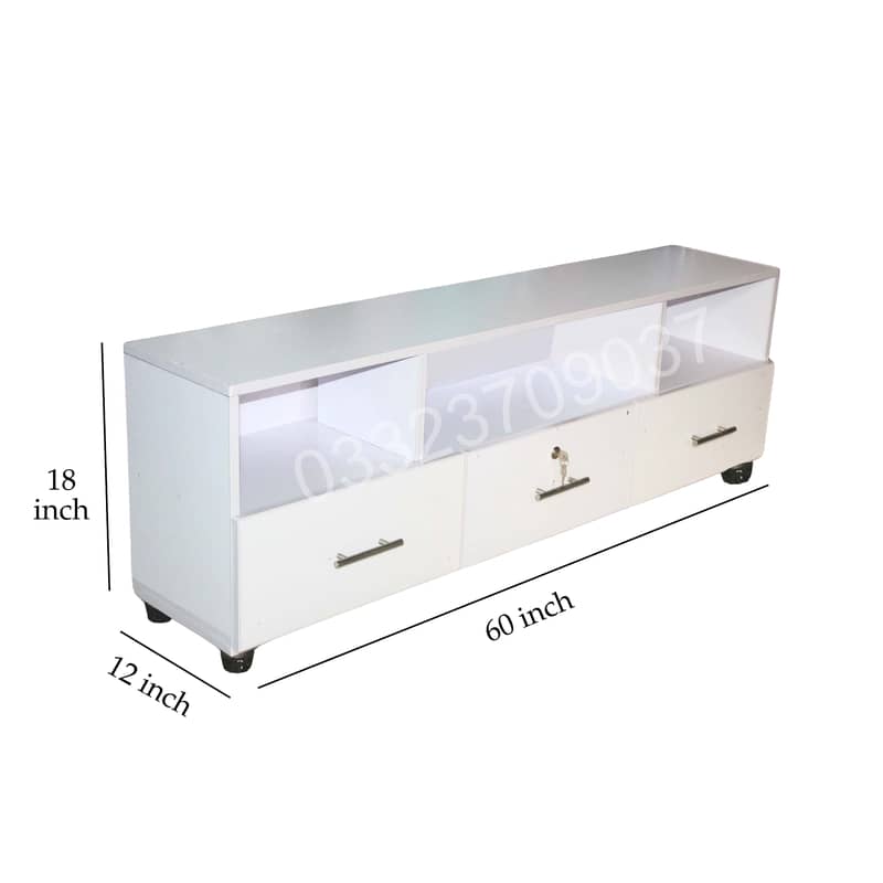 White-Ld5 Wooden 5 feet led tv table console table 1