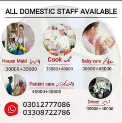 House Maid Babysitter Nanny Cook staff Couple Chef Domestic Staff