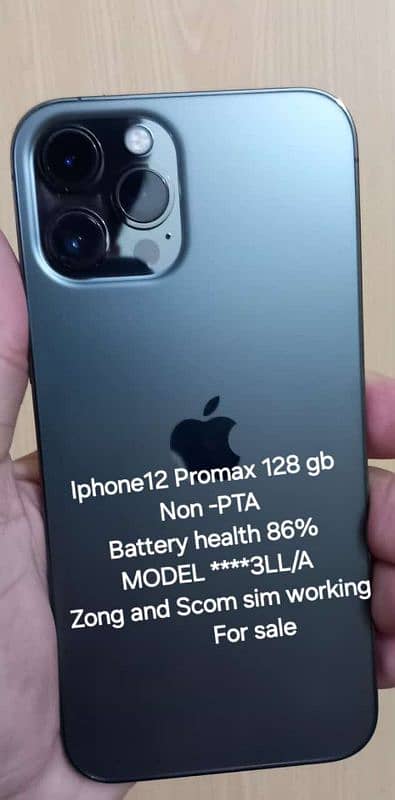 12 Pro max 128 gb , Non PTA but sim working 0