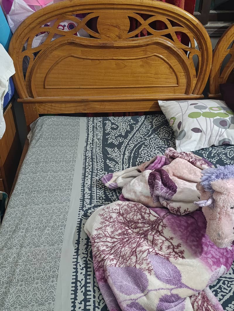 02  wood single bed set with side table 2