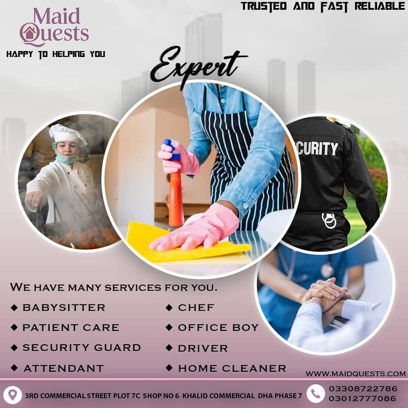 Provide Maids ,Driver, Helper , Patient Care , Babysitter for 24 hours 0