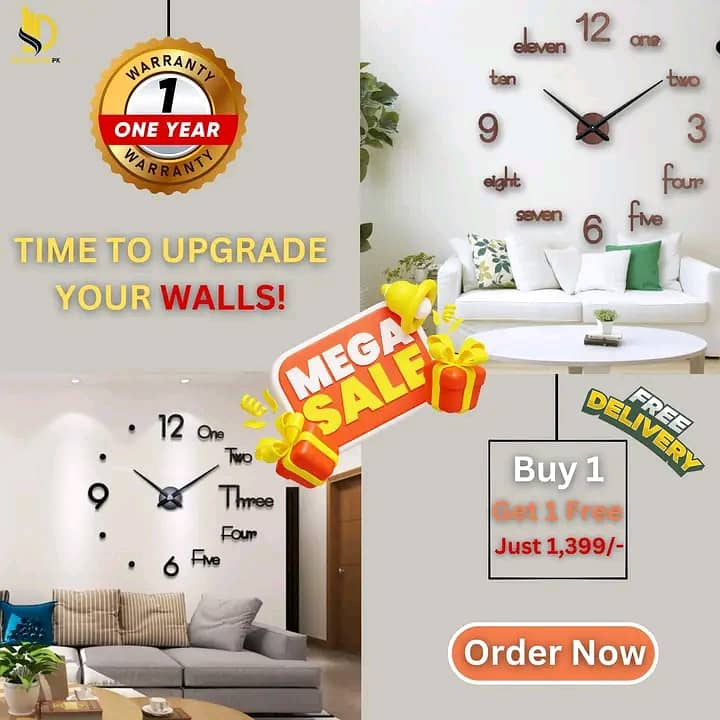 Buy 1 Get 1 Free Clock Deal Available for Home Decoration 0