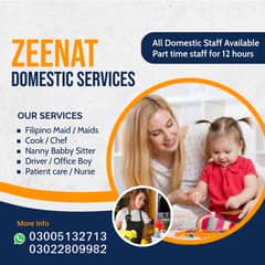 Part time staff House maids , Couple, Baby Sitter, Cook, Patient Care