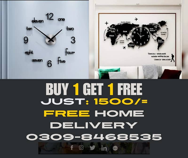 Buy 1 Get 1 Free Clock Deal Available for Home Decoration 0