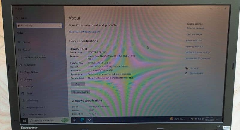 Lenovo i3 4gen Model L540 10/10condition 1