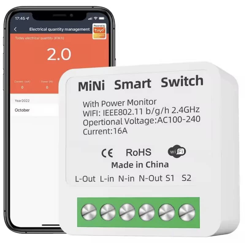 Smart WiFi Switch Module – 16A Heavy-Duty Appliances, Power Monitor 0