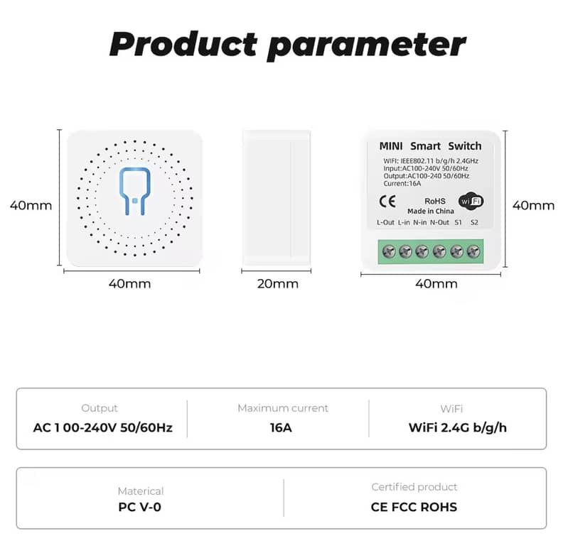 Smart WiFi Switch Module – 16A Heavy-Duty Appliances, Power Monitor 4