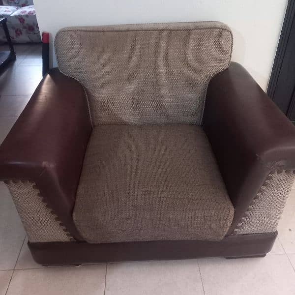 single seater leather n jute sofa 0