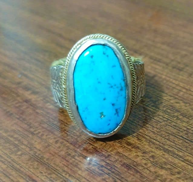 Original 2 Feroza Stone With Chandi Rings For Sale 0