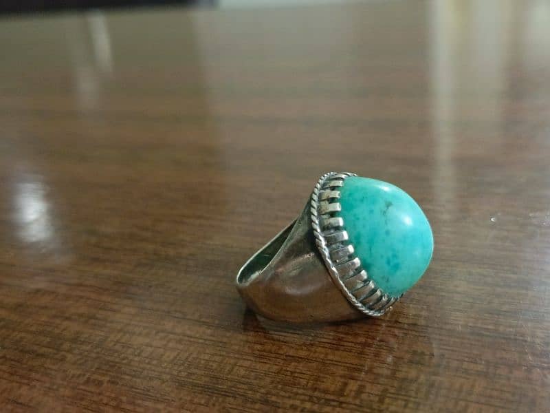 Original 2 Feroza Stone With Chandi Rings For Sale 6