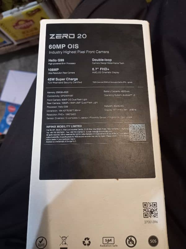 infinix zero 20 with box 256 gb 10