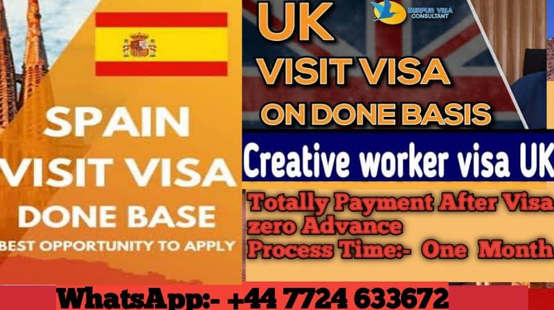 Visit Visa ( Uk , Spain ) Totally done Base payment after visa 0