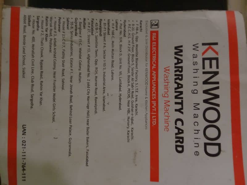 Kenwood washin machine 03095525953 2