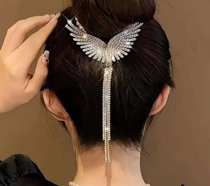 2 pcs elegant butterfly and wing tassel hair clip 2