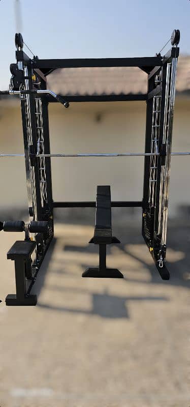 Squat rack smith machine multi gym cable cross over dumbbells pullup 3