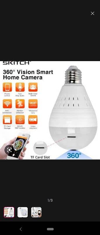 bulb camera 360 degree views full hd recording 3