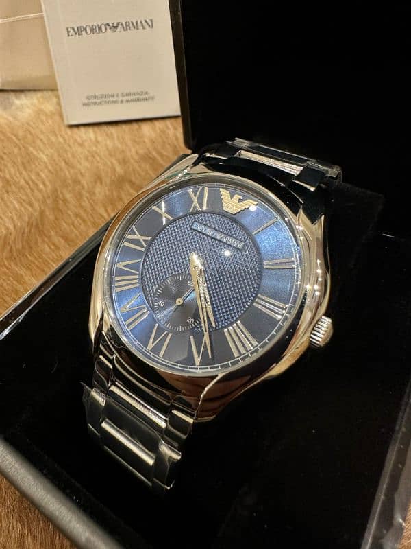 Armani Stainless Steel Blue Dial Watch 0