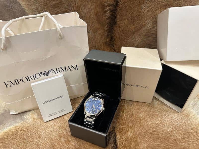 Armani Stainless Steel Blue Dial Watch 11