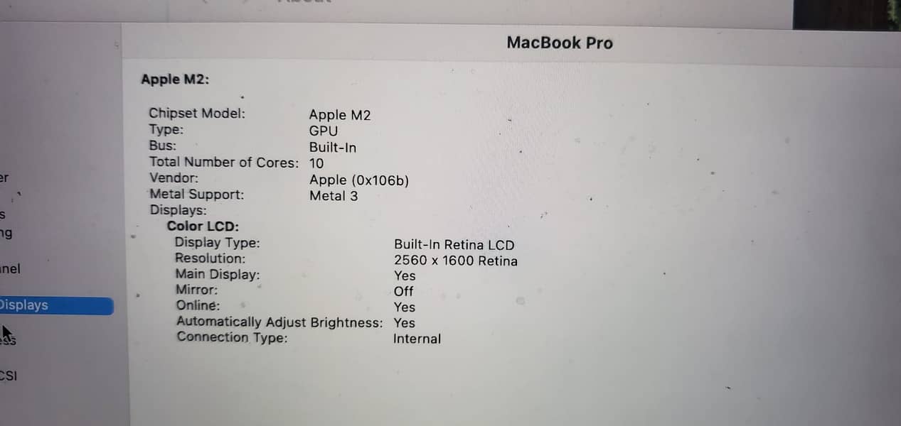 MACBOOK M2 pro 8gb 256gb 10