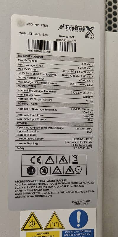 Fronus Solax Power X1 GENKI 12KW 1Phase IP65 Solar Hybrid Inverter 6
