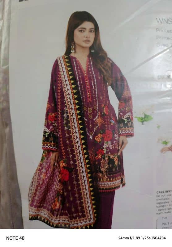 Printed khaddar dupatta. printed khaddar shirt. Dyed trouser 2