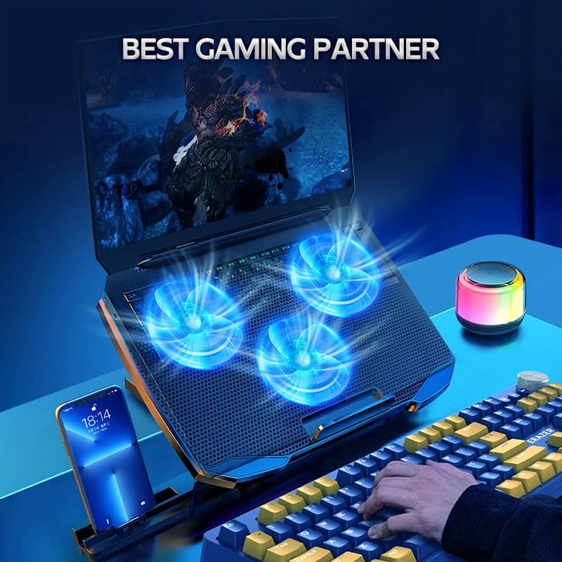 F2 Plus CoolCold Gaming Cooler 3 Big Fans Cooling Pad- 3