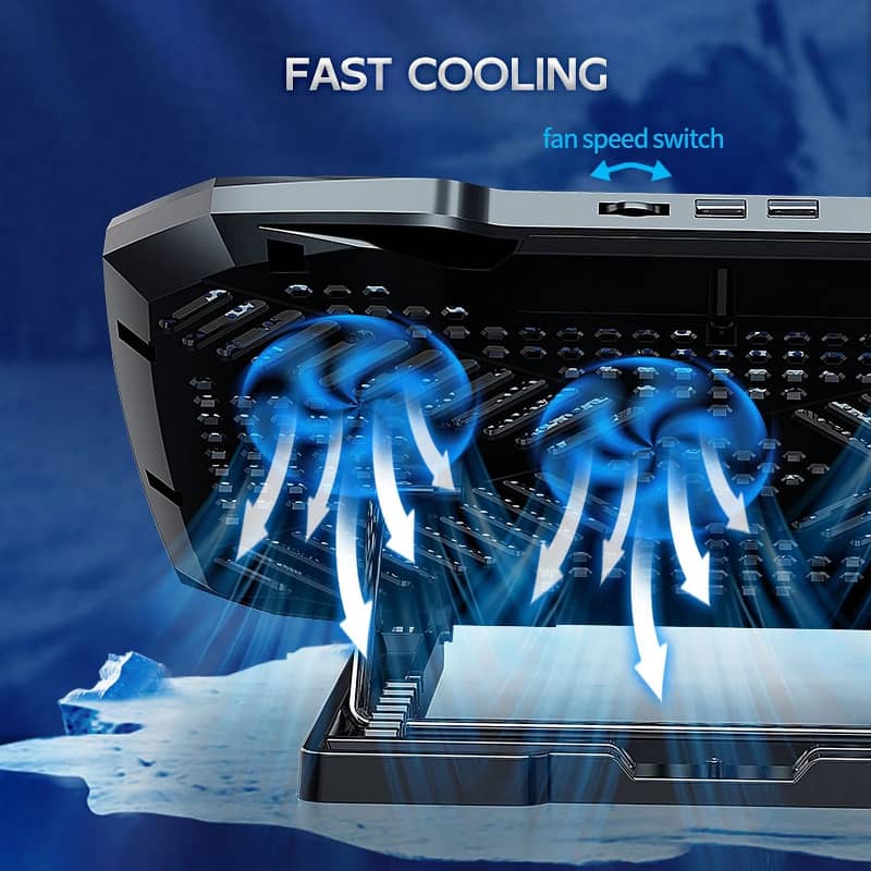 F2 Plus CoolCold Gaming Cooler 3 Big Fans Cooling Pad- 7