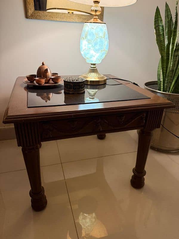 pure sheesham wood with 1 centre Table and 2 side tables 6