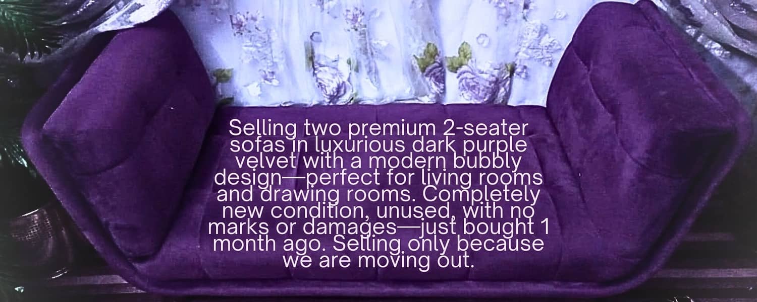 Premium Dark Purple Velvet 2-Seater Sofa - Modern Bubbly Design - Sale 1