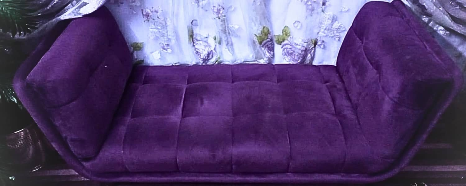 Premium Dark Purple Velvet 2-Seater Sofa - Modern Bubbly Design - Sale 2