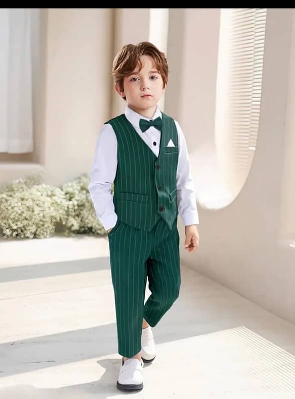 1set Yilaku Boys Gentleman Suit, Striped Pants 1