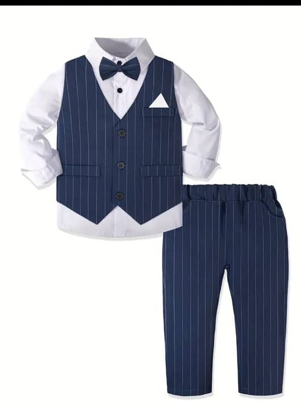 1set Yilaku Boys Gentleman Suit, Striped Pants 3