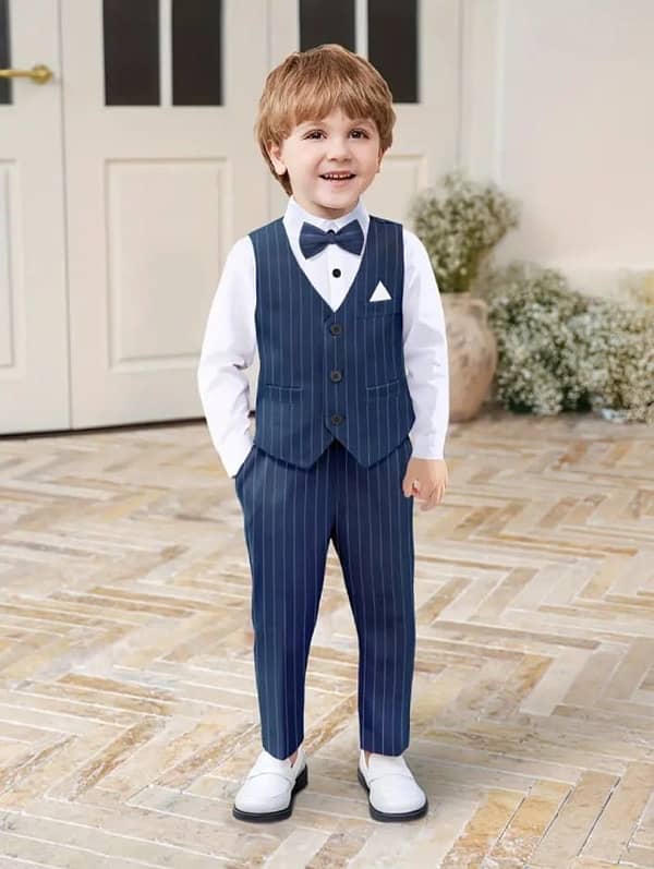 1set Yilaku Boys Gentleman Suit, Striped Pants 4