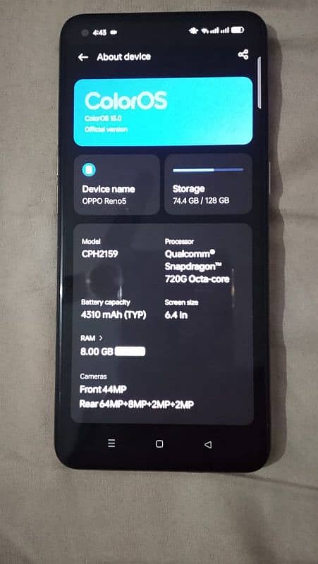 oppo Reno 5 10by10 condition 8 . . 128. . . 03142383873 2