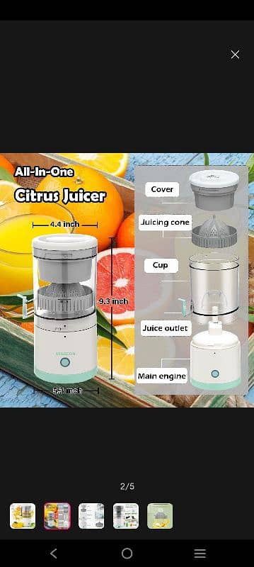 USB Citrus Juicer Rechargable New box pack 1