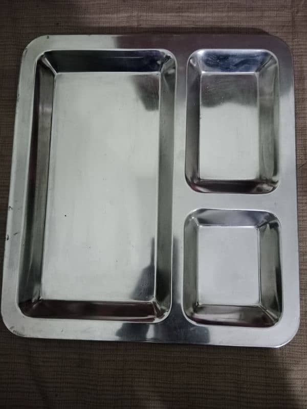 3 Compartment Stainless Steel Plate 0